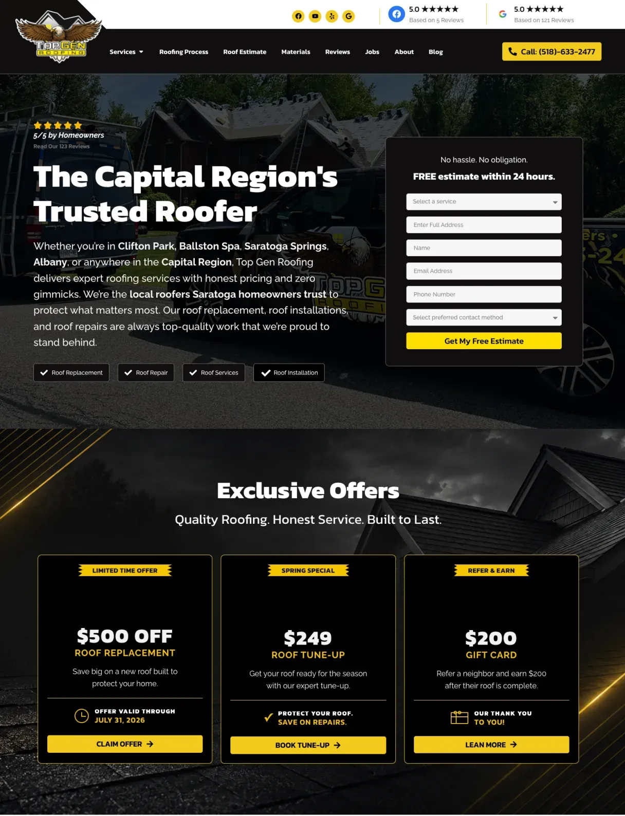 Top Gen Roofing — Capital Region roofing company website